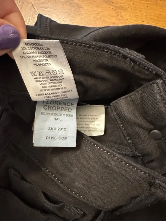 DL1961 Florence 27 Instasculpt Cropped Black Hail 26” inseam - Picture 5 of 10